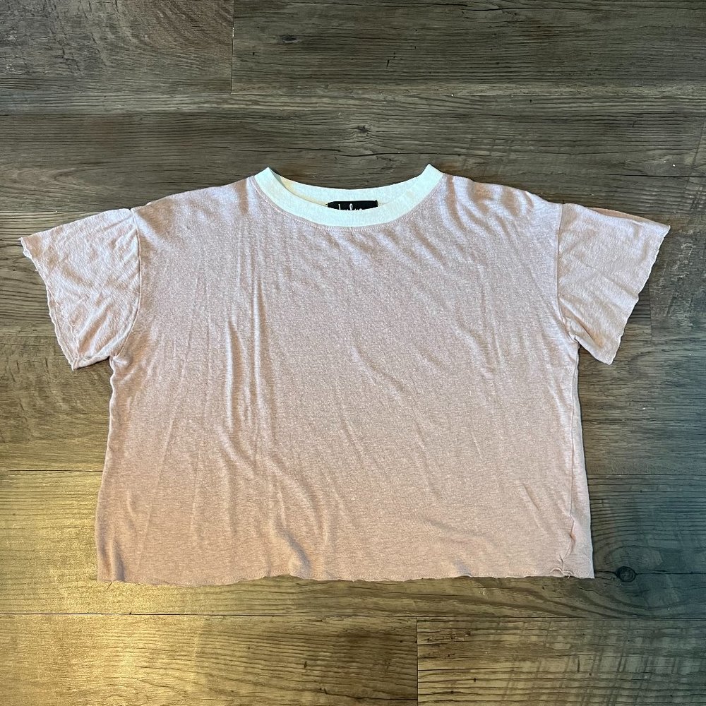 Lulu's Lightweight Short Sleeve Tee, Light Red with White Collar, Small